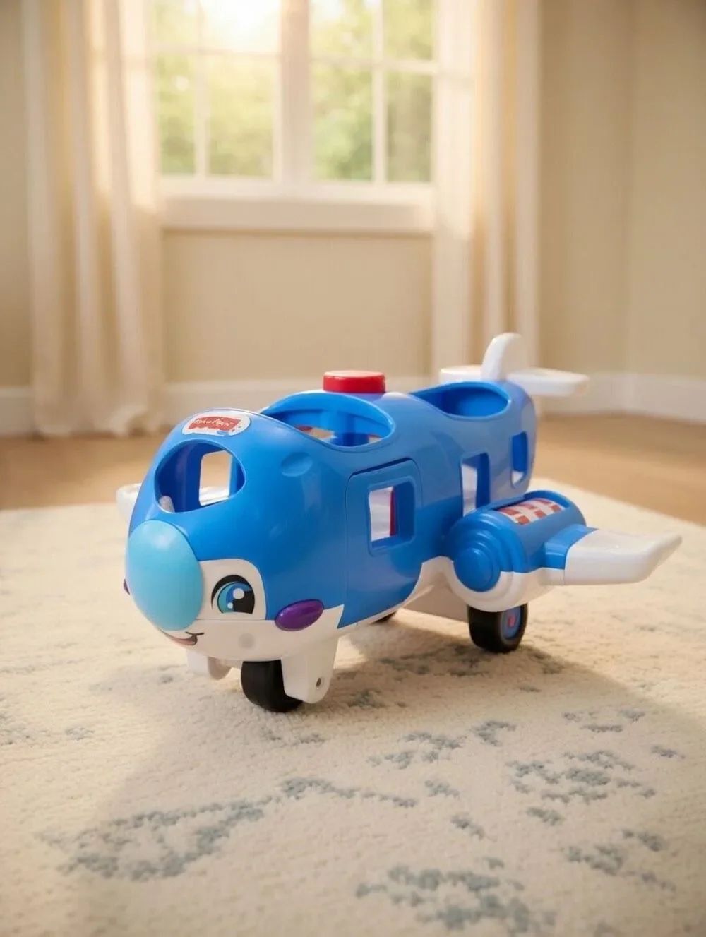 Fisher Price Little People Jet Plane Blue Talking Musical Lights Sounds Tested